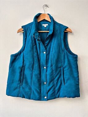 VTG Relativity Quilted Zip Snap Vest in Blue Size 2X